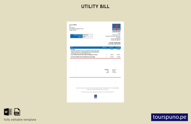 listo para imprimir plantilla de Word   factura de servicios públicos de gas d 8